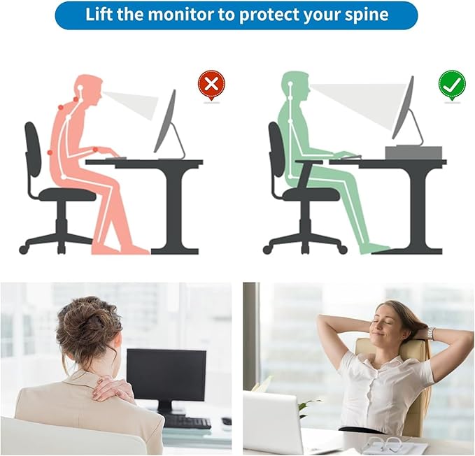 gianotter Computer Monitor Stand Riser with Drawer | Desk Organizers and Accessories Desk Accessories & Workspace Desktop Organizers Storage for Printer Stand (Black) - Image 4