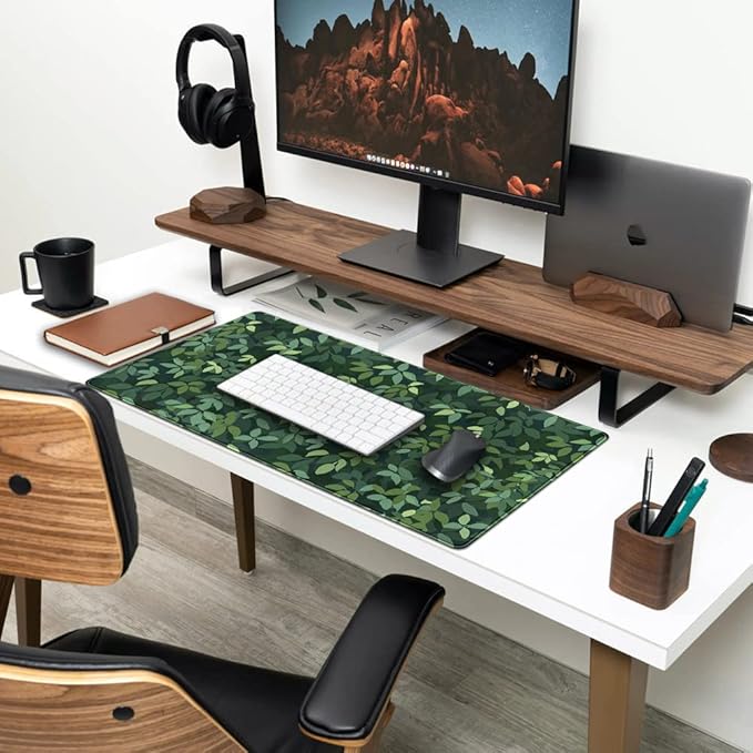Cute Cat Desk Mat Kawaii Green Desk Pad - Large Gaming Mouse Pad Laptop Mat | Desk Pad Large Anime Gaming Mouse Pad for Desk Computer Office Keyboard Laptop 31.5x15.7 in - Non-Slip Base, Stitched Edges - Image 3