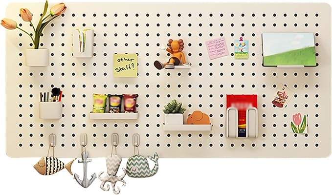 Pegboard, Desk Wall Organizer, Pegboard Stand, Wall Organizer Combination Kit, Wall Mounted Pegboard for Home, Gaming Room, Garage(White,40 * 40cm) by Unknown