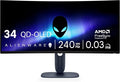 Alienware 34 240Hz QD-OLED Curved Gaming Monitor - AW3425DW - 34.2-inch WQHD (3440 x 1440) 0.03ms Display, 1800R Curve, AMD FreeSync Premium Pro, VESA AdaptiveSync, DisplayHDR TrueBlack 400 by Alienware