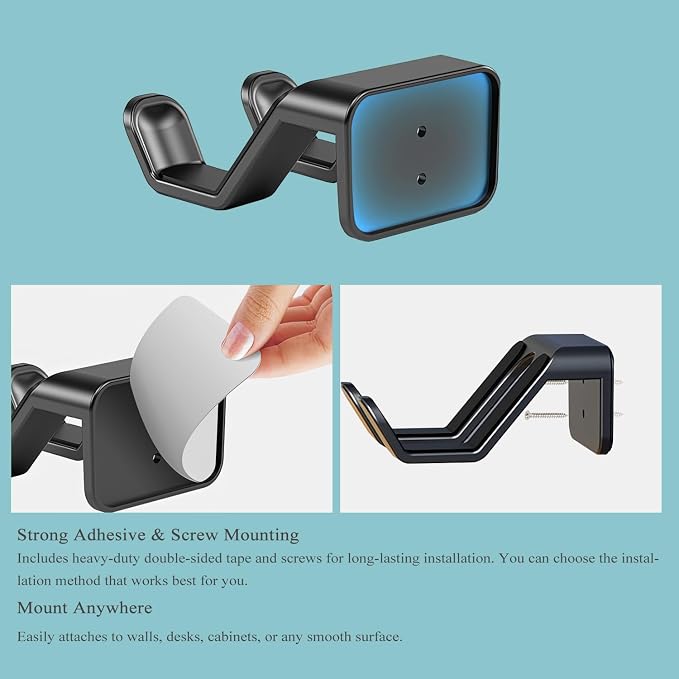 4PCS Controller Holder Wall Mount Headset Holder by Adhesive Screw | Controller mount headset stand for xbox series x/s, ps5, ps4, pc gaming stuff accessories with stable 3m adhesive - Image 5