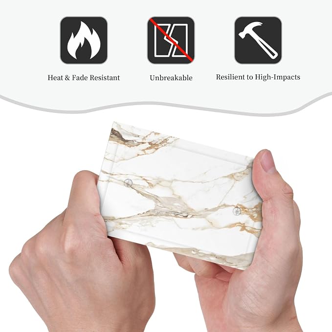 Decorative Light Switch Cover Plate Abstract Luxury White Gold Marble 1 Gang No Device Single Blank Outlet Covers Wall Plate Switchplate Covers Dimmer Faceplate for Bedroom Decor - Image 6