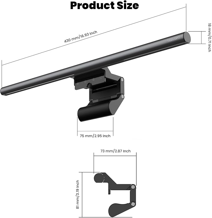 YEELIGHT Monitor Light Bar with Remote, Computer Monitor Lamp for Home Office Gaming, 250LM No Glare Eye-Care Screen Bar, Touch Control USB Desk Lamp with Stepless Dimming for Flat & Curved Monitor - Image 11