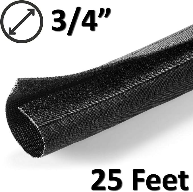 Electriduct 3/4" Hook and Loop Nylon Fast Wrap Sleeve Cable Management - 25 Feet - Black - Image 2