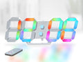 KOSUMOSU Wall Clock Neon Digital Clock 3D LED Desk Clock Large Display 9.7" RGB Clock Alarm Clock for Bedroom Living Room,Remote,Brightness Dimming, Date,Temp by KOSUMOSUTECHNOLOGY