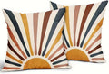 Boho Sunburst Decorative Throw Pillow Cover, Modern Abstract Design with Multicolor Rays in Navy, Mustard, and Terracotta, 2 Pack，18x18 Pillows Linen Pillowcase by Unknown