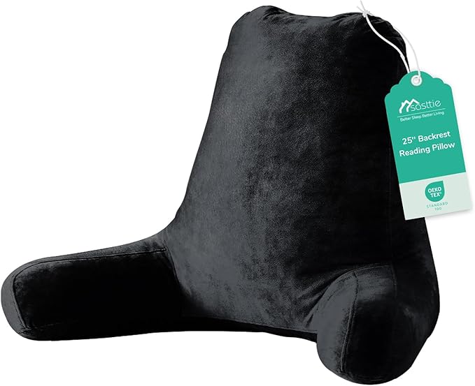 Sasttie Reading Pillow for Bed, Back Pillow for Sitting Up, Black by SASTTIE