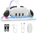 Charging Dock for Meta Quest 3S/Quest 3, Charging Station for Oculus Quest 3 VR Headset & Controllers, with 2 Rechargeable 2100mAh Batteries, USB-C Charger and Cable, Supports LED Indicator by BROKELIT