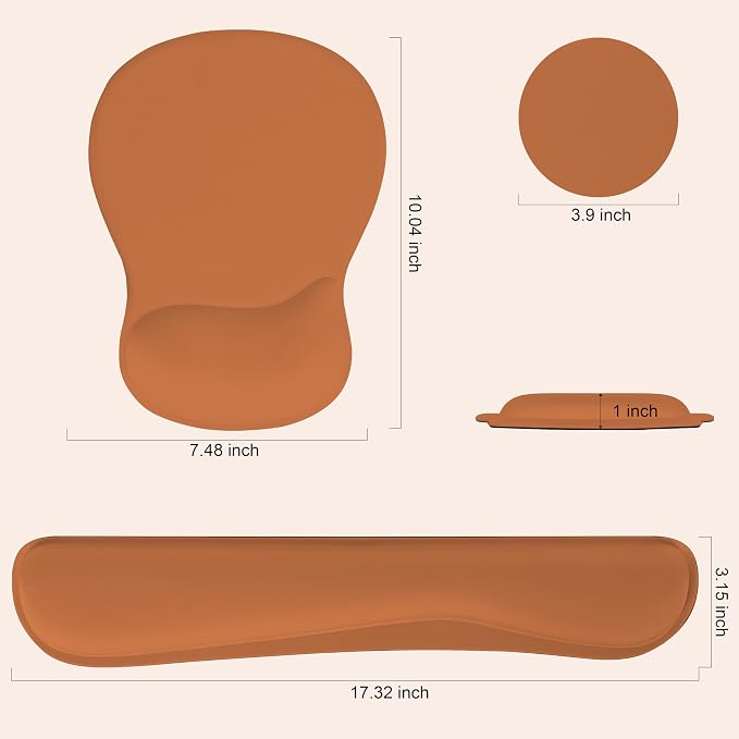 RICHEN Wrist Rest Support for Mouse Pad&Keyboard Set with Coaster,Concave Curved Memory Foam, Non-Slip Base Pain Relief Comfortable Easy Typing Pad for Home/Office (Starry Orange) - Image 2