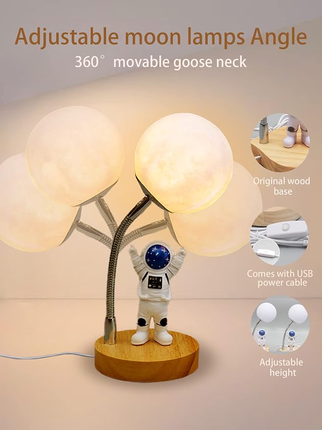 Moon Lamp for Kids, Space Buddy Lights with 7 Color, Astronaut Night Light - Image 3