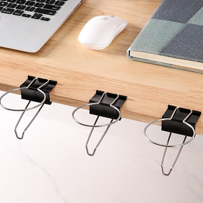 OULIGET Desk Cup Holder Binder Clips Hooks,Disposable Paper Cup Table Edge Clamp,Headphone Bag Keys Hats Pencil Hanger for Home Office and School,2 Pack - Image 7