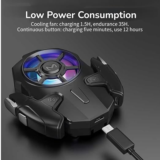 Yoidesu Mobile Game Controller with Cooling Fan, Mobile Game Joystick Gamepad, RGB Light, 3 Speed Wind, Long Battery Life, Foldable Portable Gaming Radiator for Phone - Image 4