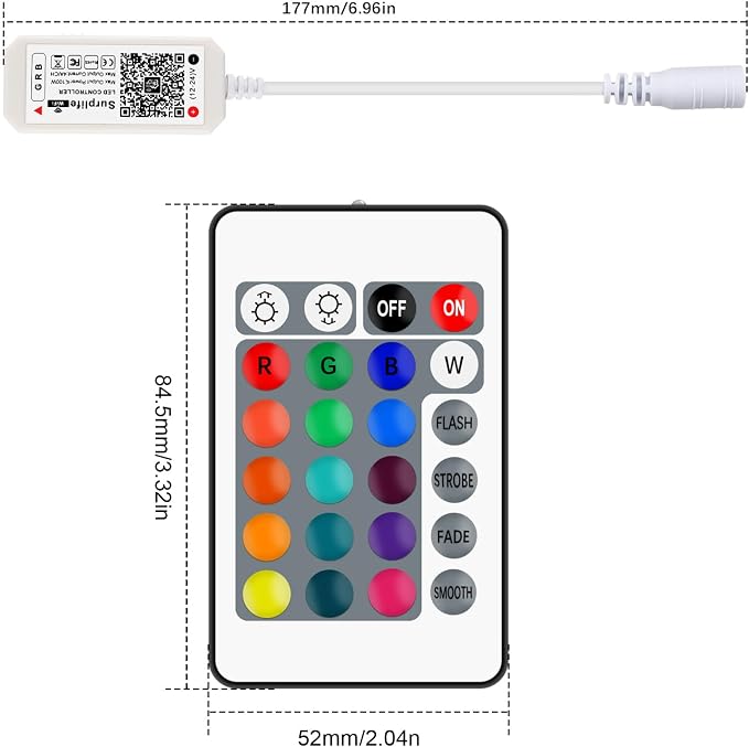 Smart WiFi RGB LED Light Strip Remote Controller, 24 Key RF Wireless Remote - Image 2