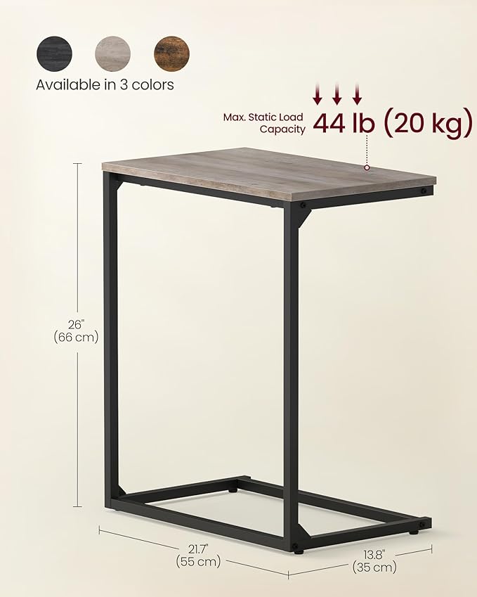 VASAGLE C Shape End Table for Couch or Sofa, Industrial Small Side Table - Image 3