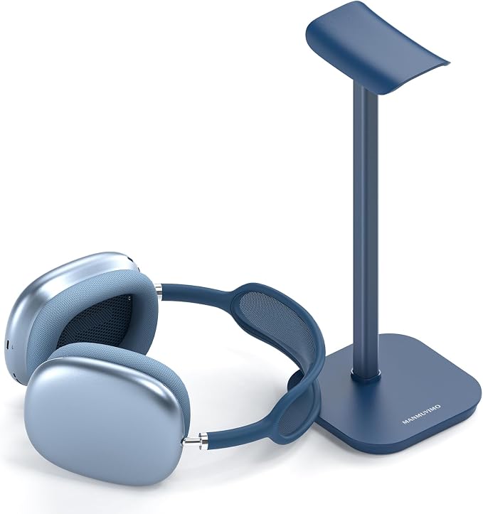 Headphone Stand, Desktop Headset Holder Heavy Base Desk Earphone Stand Aluminum Gaming Headset Hanger Rack for AirPods Max, AirPods, AirPods Pro, Sony, Beats, Bose, Razer and More(Blue) by MANMUVIMO