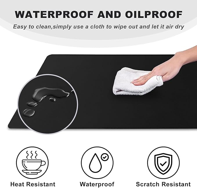 Large Mouse Pad Desk Mat Large Office Desk Pad Gaming Mouse Pad, Gray | Stitched Edges 35.4" x 15.7" Mousepad Non-Slip Waterproof Rubber Base PC Laptop Home Office Accessories - Image 4