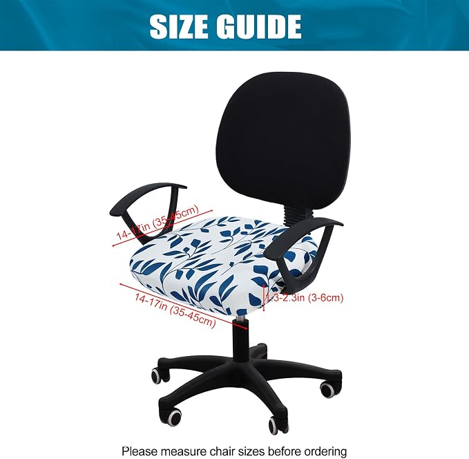 Smiry Stretch Printed Office Computer Desk Chair Seat Covers | Stretch Fit, Soft Fabric Universal Rotating Chair Cover, Washable Removable, Anti-Dust Seat Cushion Protector - Image 4