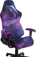 Galaxy Gaming Chair Cover with Armrest Butterfly Moon Printed Office Computer Chair Slipcovers Set of 4 Split Computer Chairs Slipcovers for Home Club Office Furniture Protector by Merkmak