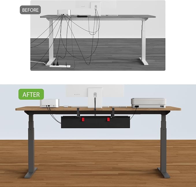 KEEGH No Drill Fabric Under Desk Cable Management Tray 28 in,Black - Image 6