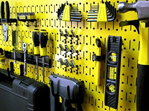 Wall Control Pegboard Rack Horizontal Metal Pegboard Garage Tool Storage Pack - Two 32-Inch Wide x 16-Inch Tall Easy To Install Peg Boards (Yellow) - Image 5