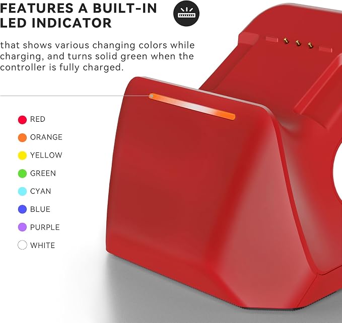 Charging Station Dock for Xbox Elite Series 2 Controller, Magnetic Charger Stand for Xbox Elite Series 2 Core Controller with Type C Charging Cable, LED Indicator - Red - Image 5