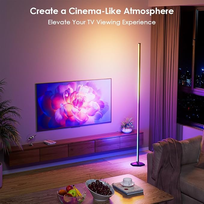 YIKBIK 2PCS RGB Floor Lamp, Bluetooth APP and Remote Control 65" Smart Modern Standing Lamp Music Sync 16 Million DIY Colors Changing LED Floor Lamp with Heavy Base for LivingRoom Bedroom GameRoom - Image 7