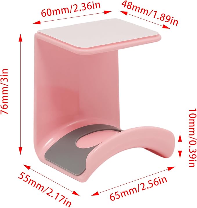 Pink Headphone Stand Hanger, Hanging Headset Holder Hook Under Desk | 1Pcs ABS Plastic Adhesive Earphones Hangers for Desk Headphone Hanger, Most Headphones and Controller - Image 2