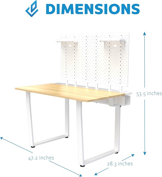 Dezctop Bifrost 120 47W x 28D Gaming PC Computer Desk with Shelves, Large Workstation for Gamers or Home Office with Pegboard, Built-in Cable Management, Stainless Steel Frame (Oak) - Image 2