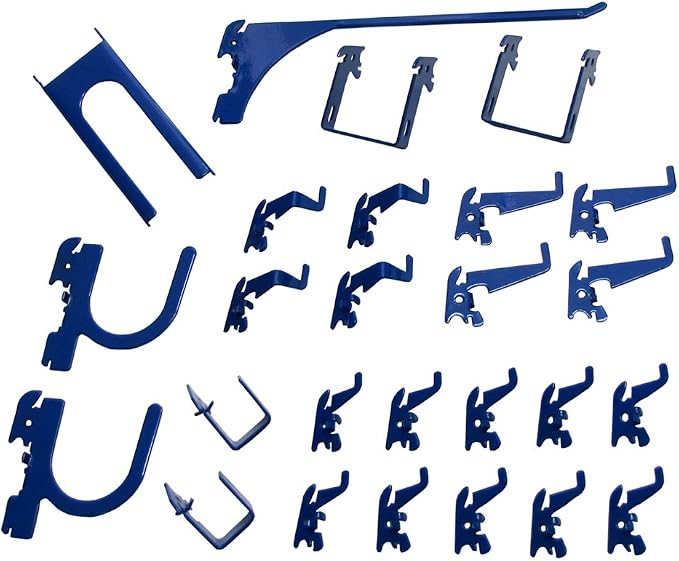 Wall Control KT-200-DLX Blue Slotted Metal Pegboard Hook Kit for Storage & Organization – Deluxe Assortment, 50 lbs Capacity, Made in USA by Wall+Control
