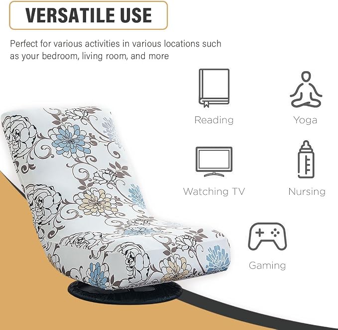 Swivel Reclining Folding Floor Gaming Chair Cover Printed Lazy Boy Chair Slipcover Lounge Folding Sofa Seat Covers for Teens and Adults, 03 - Image 4