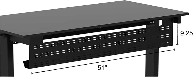 Stand Up Desk Store Under Desk Cable Management Tray Black Horizontal Computer Cord Raceway and Modesty Panel (Black, 51") - Image 6