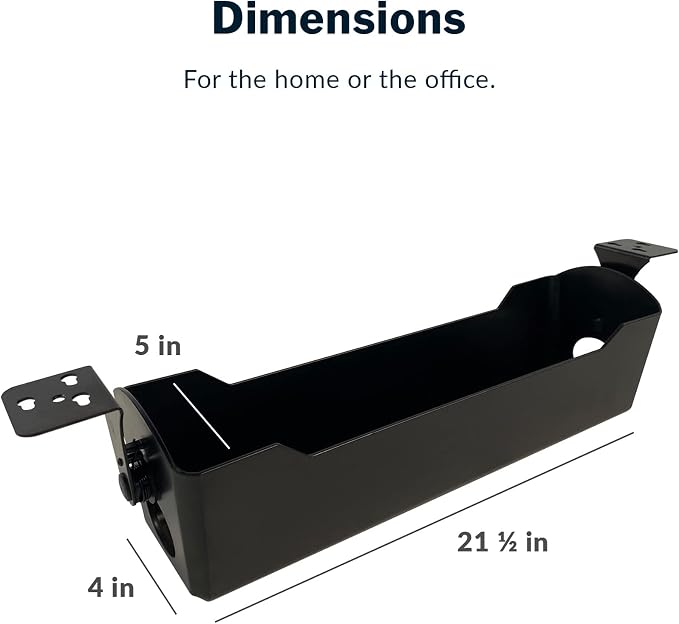 Vari Cable Management Tray - Under Desk Cord & Wire Organizer - Ideal for Home Office Sit Stand Desks - Fits Adjustable Electric Standing Desk 48x30, 60x30, 60x24, 72x30 - Easy Assembly (Black) - Image 6