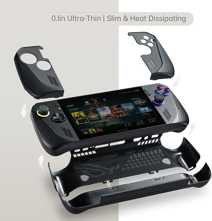 UYIYE Case for ROG Ally X 2024,Anti-Slip Rubber Protective Shell, Black - Image 6