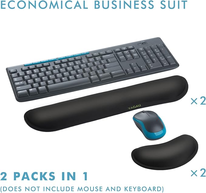 VAGAU Premium Keyboard Wrist Rest and Mouse Pad Wrist Support (2 Pack) | Ergonomic Memory Foam Set for Office, Laptop, Mac, Computer and Gaming, Comfortable Typing &Wrist Pain Relief - Image 7