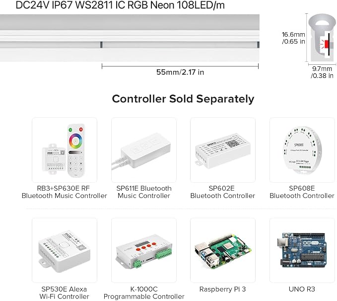 BTF-LIGHTING WS2811 IC RGB Chasing Color Neon Light 16.4FT DC24V 90IC T0817 - Image 7