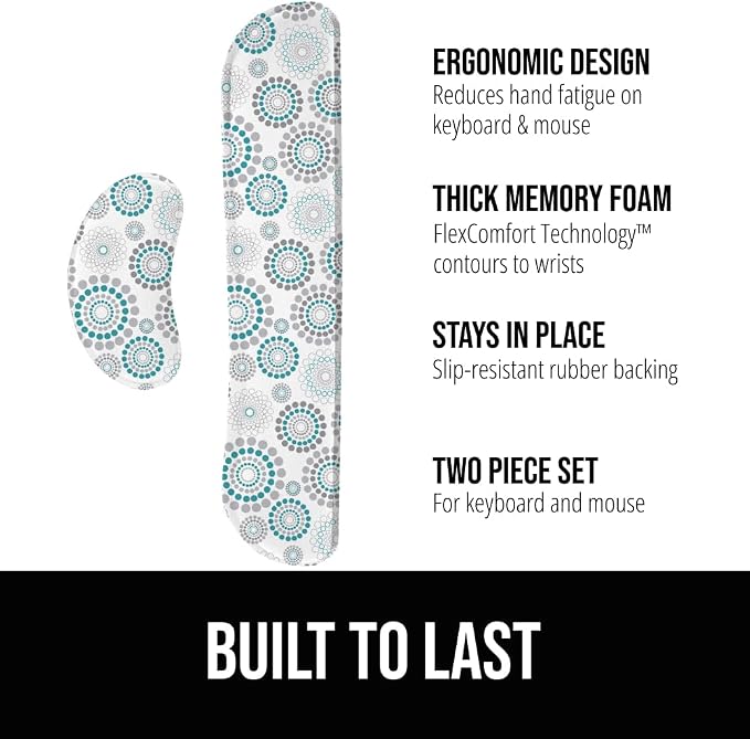 GORILLA GRIP Silky Gel Memory Foam Wrist Rest for Computer Keyboard, Mouse, Ergonomic Design for Typing Pain Relief, Desk Pads Support Hand and Arm, Mousepad Rests, Stain Resistant, 2 Piece Pad Spiral - Image 2