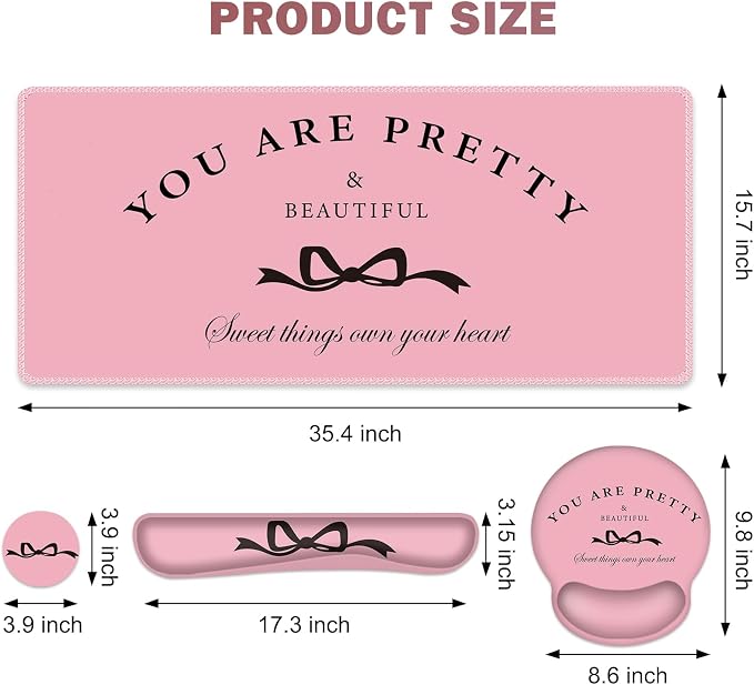 Gaming Mouse Pad, Large Desk Mat, 4in1 XXL Mousepad Cute Desk Pad Protector - Image 3