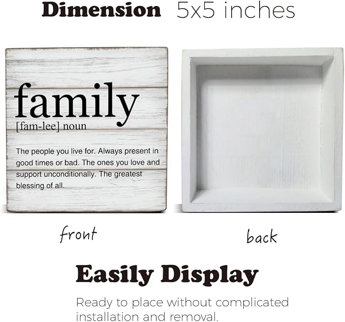 Family Definition Wooden Box Sign Family Quotes Desk Decor - Image 2