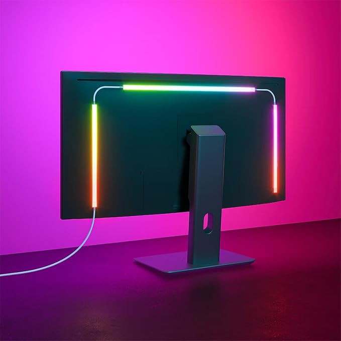 Monitor LED Backlights, RGB Screen Desk Light PC, Computer Light Bar Behind Monitor, LEDs for Desk Gaming, USB Port, LED Strip Lights that Sync with Screen Color or Music(24 inches) by BLYGACN