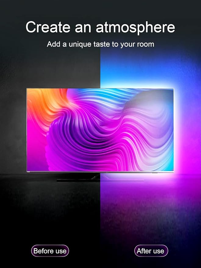 KANTUTOE TV Backlights, 13.1FT LED Lights for 32-65 Inch TV, RGB TV LED Lights Behind, Music Sync Bluetooth APP and Remote Control TV LED Strip Lights USB Powered for Gaming/Bedroom - Image 4