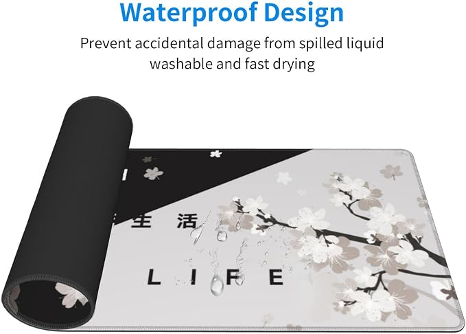 Extended Gaming Mouse Pad, Large Gaming Mouse Waterproof with Stitched Edges, Non-Slip Desktop Pad for Home and Office, Level Up Your 31.5x11.8 Inch… (Black and White Life) - Image 3