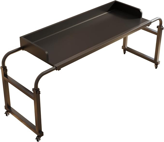 TigerDad Overbed Table with Wheels Overbed Desk Over Bed Desk King Queen Bed Table Overbed Laptop Table Over Bed Table with Wheels(Black) - Image 4