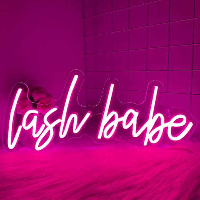 Lash Babe Neon Sign for Wall Decor, Beautiful Pink Lashes Baby Neon Sign for Lash Room Decor, LED Light Sign for Lash Salon, Beauty Room, Nails Hair Bar, Gift for Girls - Image 2