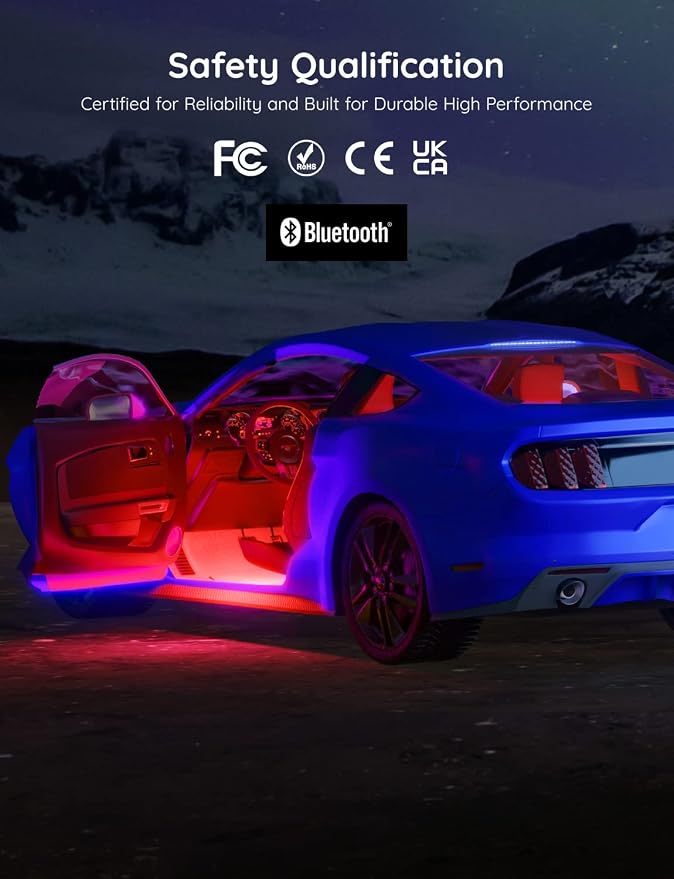 Govee Car LED Strip Lights, Smart RGBIC Interior Car Lights, APP Control - Image 7