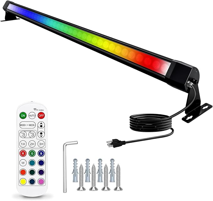 HNRLOY RGB Wall Washer Light Bar, 72W RGB Color Changing Landscape Wall Wash Lights, 47.2 Inch 120V Dimmable Stage RGB LED Light Bar for Hotel,Building,Christmas Garden Lighting by HNRLOY