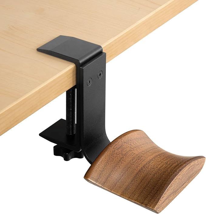 Walnut Wood Headset Holder Universal Adjustable Clamp-on Headphone Stand | Headphone Holder with 6cm Wide Walnut Headrest,Headset Stand Aluminum Headphone Hook for Over Ear and Gaming by Jcurycke