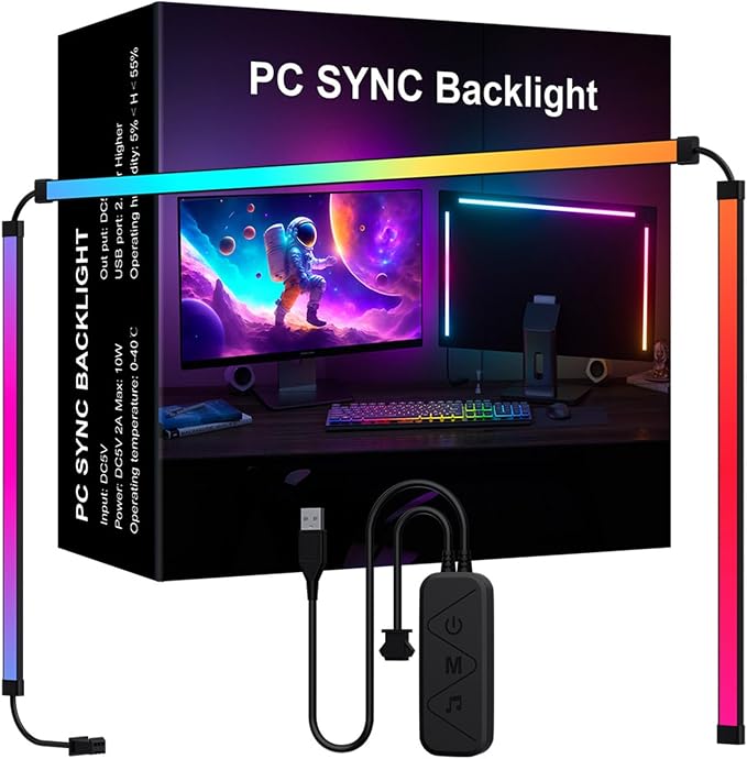 HURRISE RGB Phantom Ambiance Display LED Light Bar, Music Rhythm Dynamic Light Synchronization Color Dynamic Mode Music Mode Light Strip, Enhancing Gaming Experience (32inch) by HURRISE
