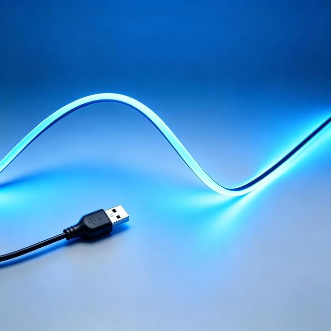 3mm Ultra-Narrow 5V USB COB LED Strip Self-Adhesive for Cabinet Gap Gaming Desk Decor (Blue, 5ft) by Unknown