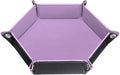HARFINGTON PU Leather Dice Tray Unisex Valet Tray Folding Hexagon Tray Portable Entryway Table Nightstand Bedside Desk Holder for Key Wallet Watch Coin Jewelry, Light Purple by HARFINGTON