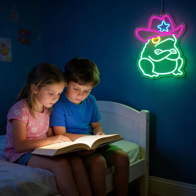 Cowboy Frog Neon Sign Green Toad LED Light Wall Decor for Man Cave Room - Image 4